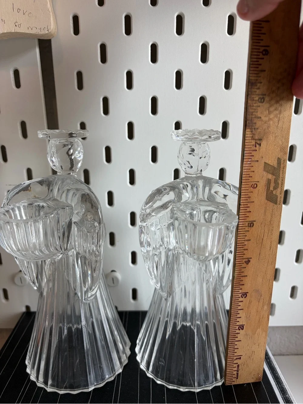 Lead Crystal Clear Angel Candle Holders - Pair
